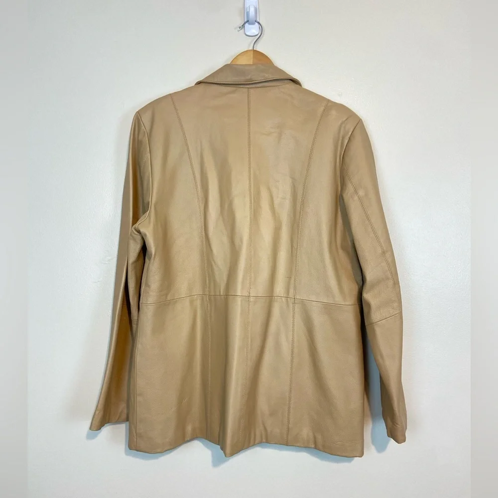 Jessica Holbrook Leather Jacket Tan | Size L | Classic Minimal